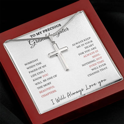 To My Precious Granddaughter Stainless Steel Cross Necklace., Christmas gift, Graduation gift, Birthday gift, Baby Shower