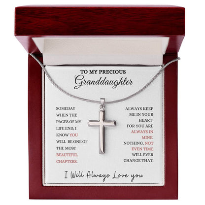 To My Precious Granddaughter Stainless Steel Cross Necklace., Christmas gift, Graduation gift, Birthday gift, Baby Shower
