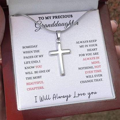To My Precious Granddaughter Stainless Steel Cross Necklace., Christmas gift, Graduation gift, Birthday gift, Baby Shower