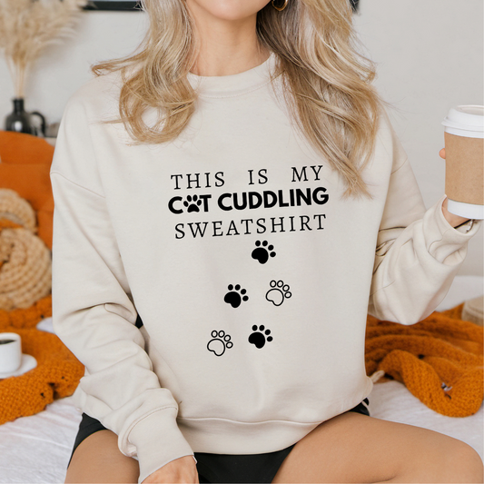 Cat Cuddling Sweatshirt And Paw Print Leggings