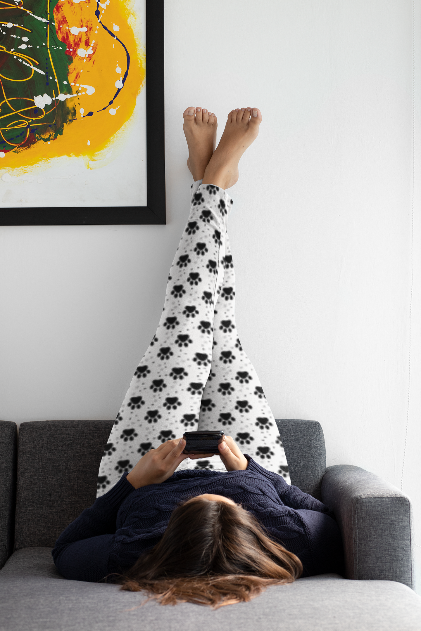 Cat Cuddling Sweatshirt And Paw Print Leggings