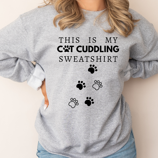 Cat Cuddling Sweatshirt And Paw Print Leggings