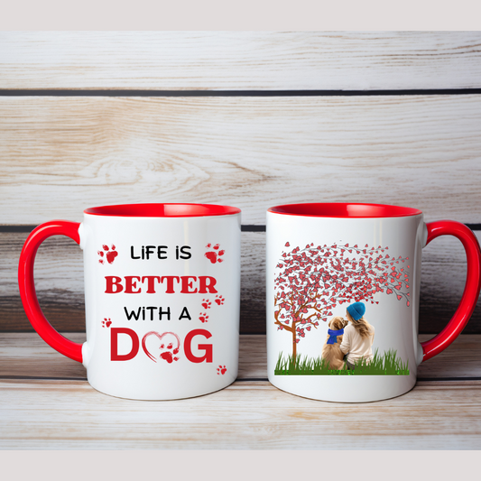 Life Is Better With A Dog Two-Tone Coffee Mug, 11oz | Gift For Dog Lovers, Valentine's Day