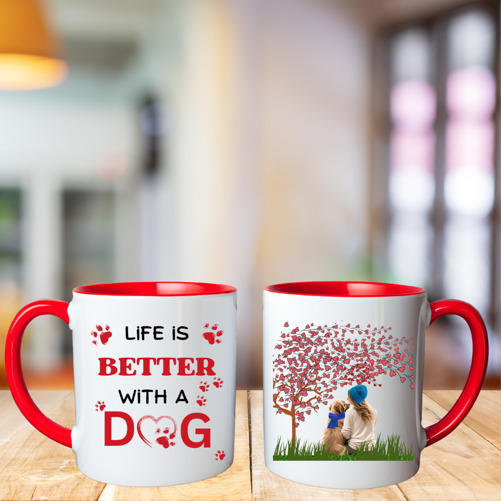 Life Is Better With A Dog Two-Tone Coffee Mug, 11oz | Gift For Dog Lovers, Valentine's Day