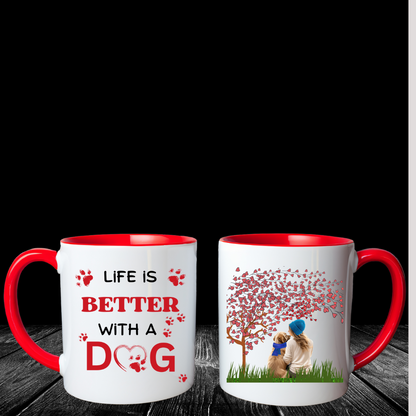 Life Is Better With A Dog Two-Tone Coffee Mug, 11oz | Gift For Dog Lovers, Valentine's Day
