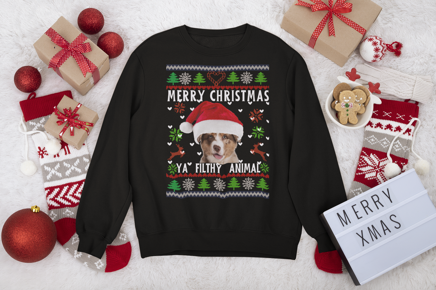 Merry Christmas Ya Filthy Animal Ugly Christmas Sweater Funny Xmas Sweater Gift  For Niece,  Nephew, Cousin
