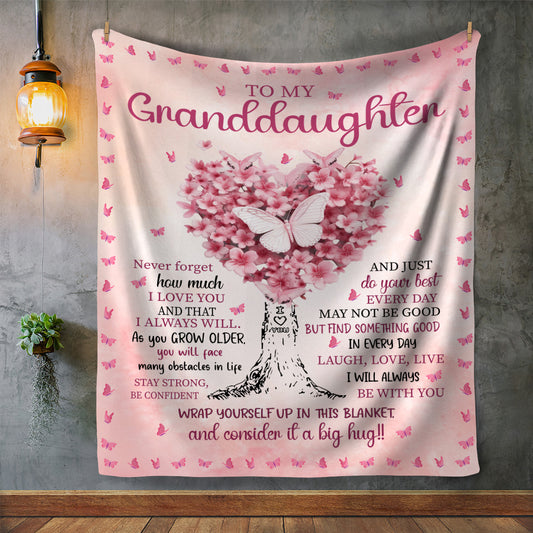 Granddaughter "I Love You" Soft Sherpa Blanket/ Wall Art | Valentine's Day, Graduation, Birthday, Christmas Gift To Granddaughter From Grandparent