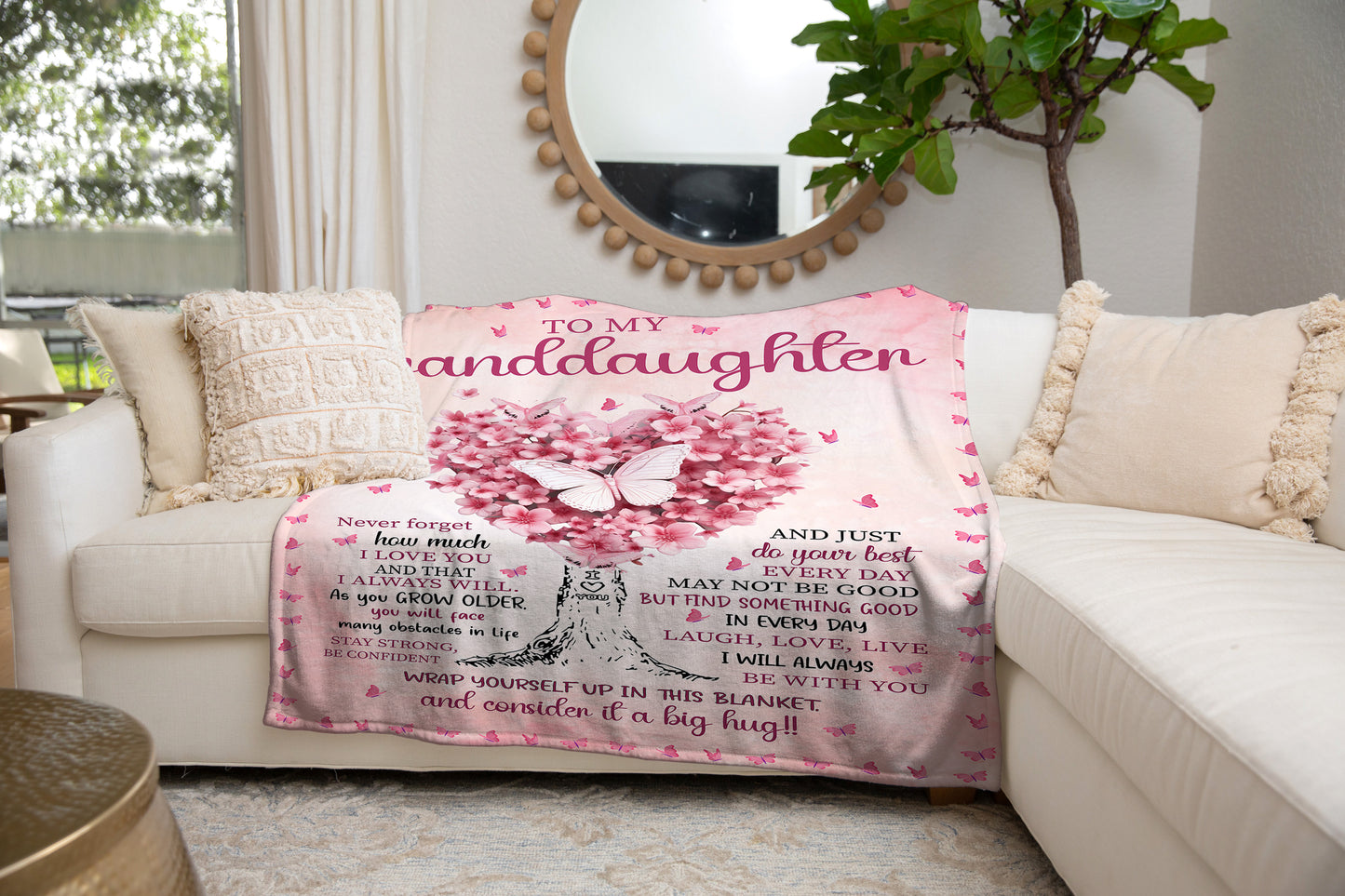 Granddaughter "I Love You" Soft Sherpa Blanket/ Wall Art | Valentine's Day, Graduation, Birthday, Christmas Gift To Granddaughter From Grandparent