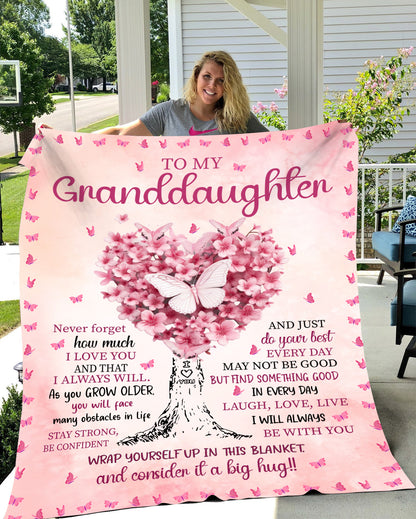Granddaughter "I Love You" Soft Sherpa Blanket/ Wall Art | Valentine's Day, Graduation, Birthday, Christmas Gift To Granddaughter From Grandparent