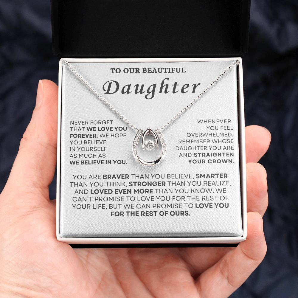 Custom-To Our Beautiful Daughter  "We Love You Forever" Love Pendant Necklace