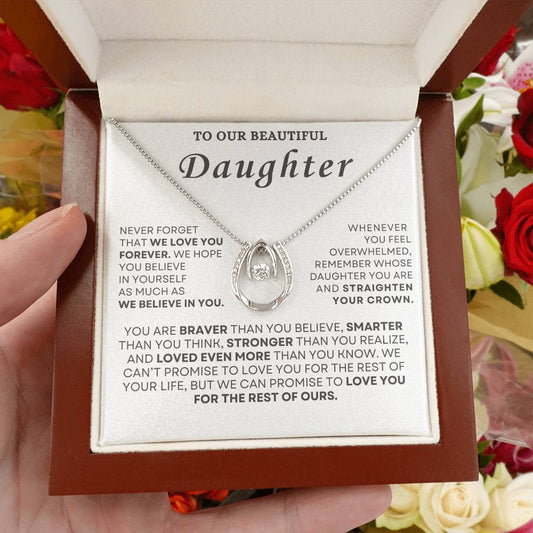 Custom-To Our Beautiful Daughter  "We Love You Forever" Love Pendant Necklace