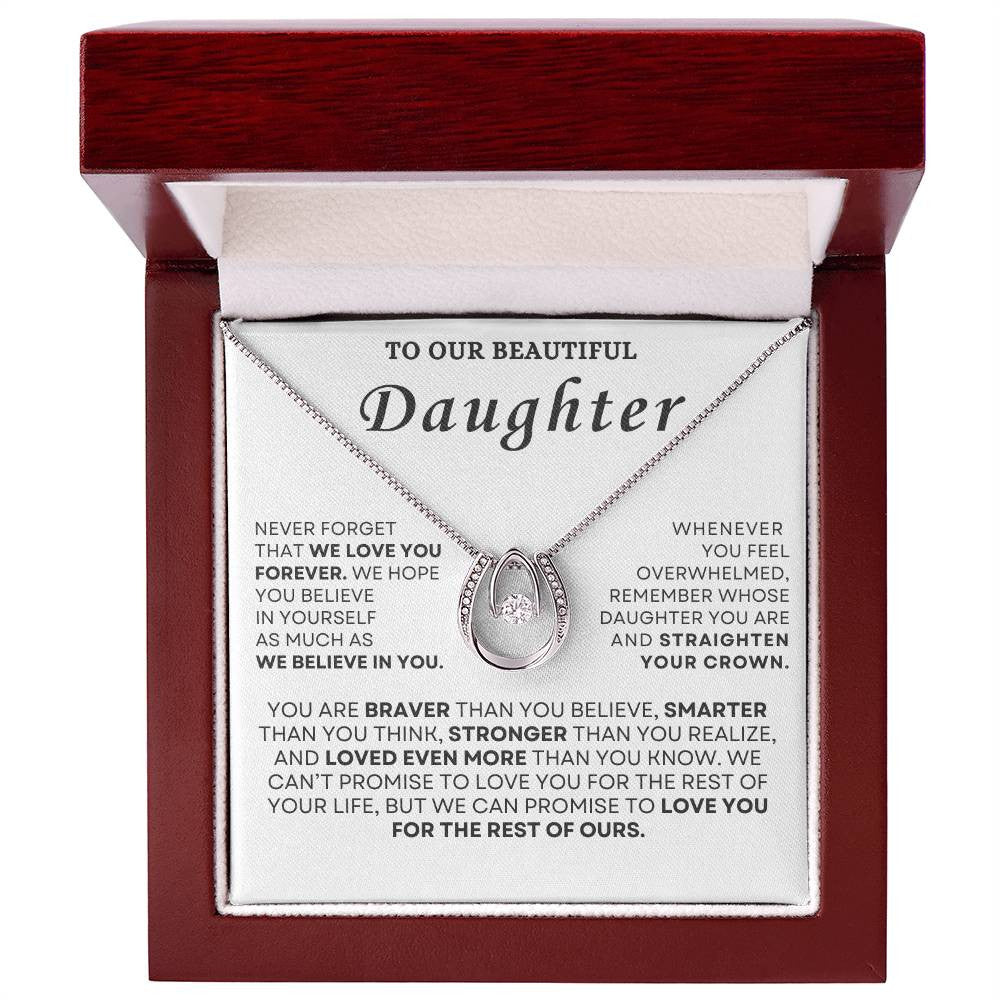 Custom-To Our Beautiful Daughter  "We Love You Forever" Love Pendant Necklace