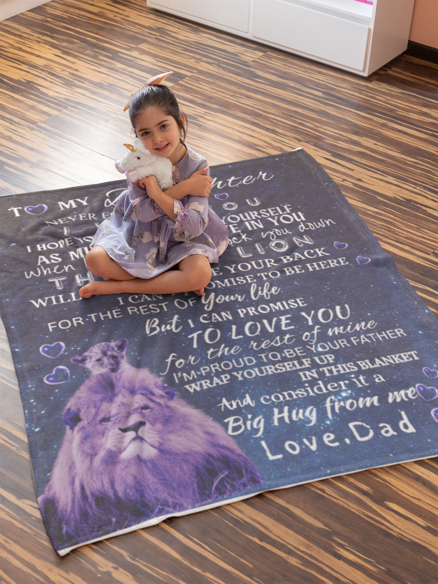 To My Daughter Inspirational Lion Blanket, Christmas Gift for daughter, Birthday gift, Daughter blanket, Throw Blanket, Fleece Blanket. Love my daughter Blanket, Gift